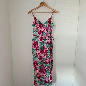 J. Crew Dress Women's Size 2 Pink Multi Sleeveless Cotton Wrap Floral Print